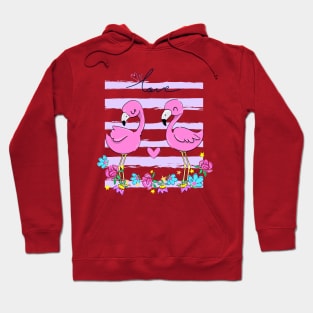 flamingo couple love Hoodie